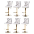thumbnail image 1 of Swivel Dining Bar Chairs with Gold Metal Base Velvet Upholstered Bar Stools with Button Tufted Back Height Adjustment(Beige,Set of 6), 1 of 8