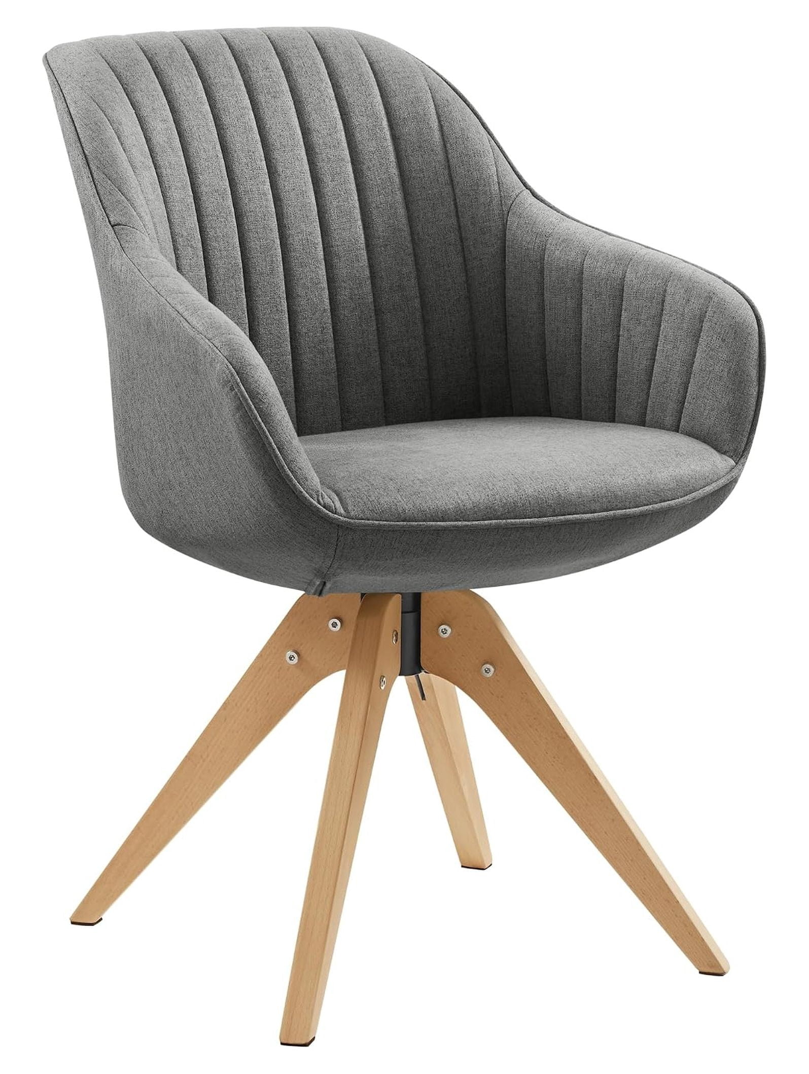 Swivel Dining Chair Fabric Upholstered Grey Accent Chair with X-shaped ...
