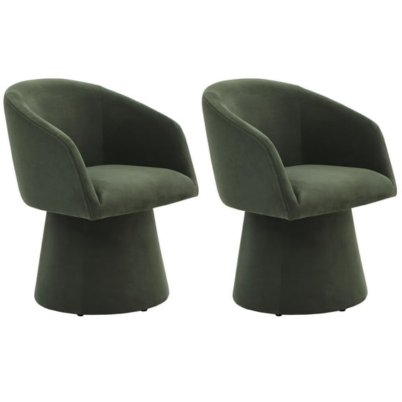 Swivel Dining Chair Set of 2, Modern Upholstered Dining Room Chairs Set for Kitchen Island, Fabric in Green