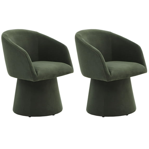 Swivel Dining Chair Set of 2, Modern Upholstered Dining Room Chairs Set for Kitchen Island, Fabric in Green