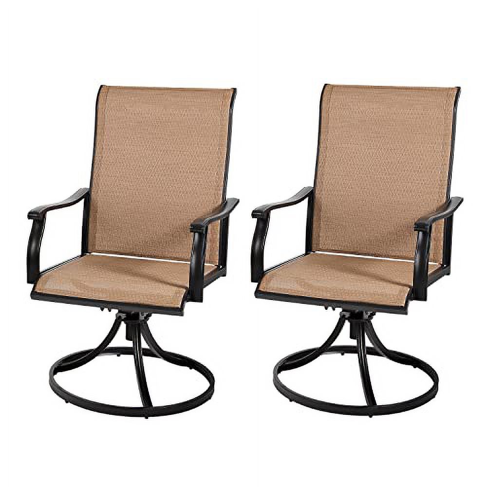 Swivel Dining Chairs Set Of 2, Outdoor Metal Chair With Textilene Mesh
