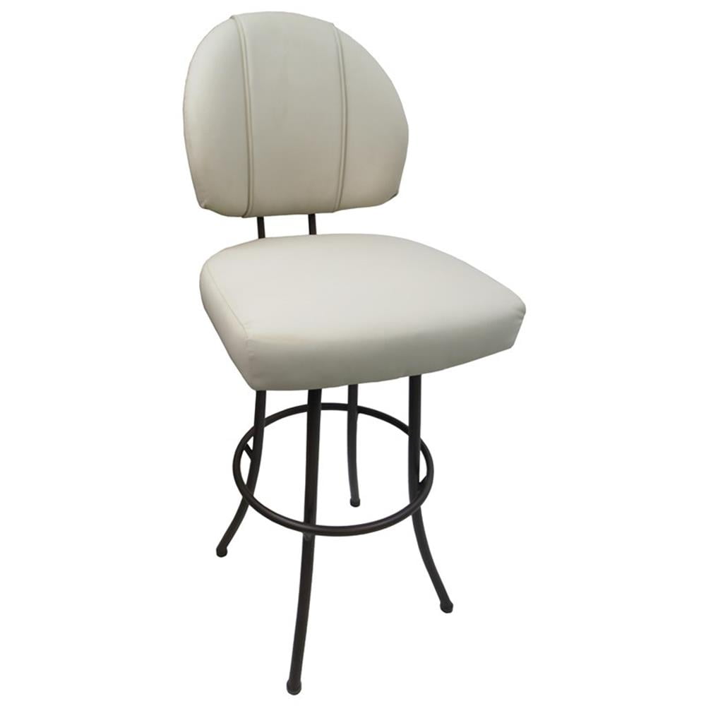 Extra Tall Beige Vinyl Swivel Bar Stool with Brown Metal Frame