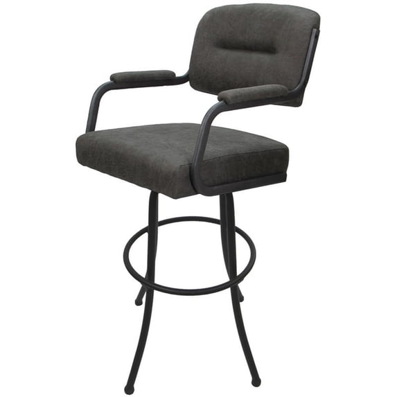 Swivel Extra Tall 34" Metal Bar Stool - M-110 - Dark Gray Fabric - Gray Frame