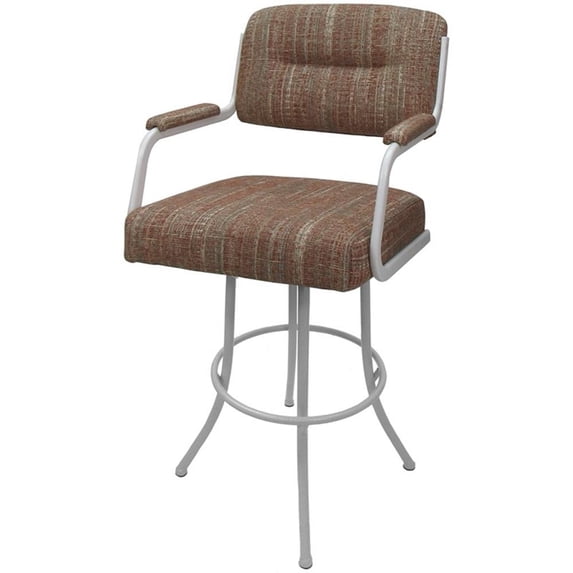 Swivel Extra Tall 34" Metal Bar Stool - M-110 - Red Fabric - White Frame