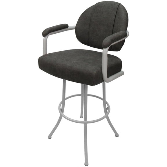 Swivel Extra Tall 34" Metal Bar Stool - M-70 - Dark Gray Fabric - White Frame