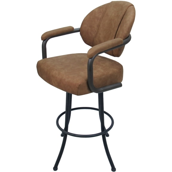 Swivel Extra Tall 34" Metal Bar Stool - M-70 - Pecan Brown Vinyl - Gray