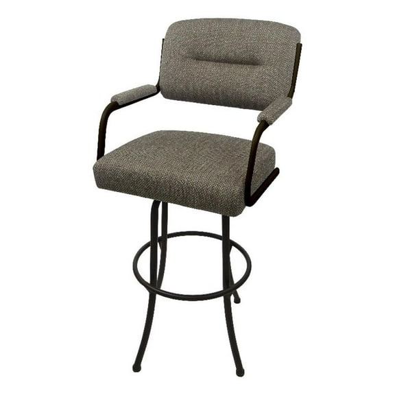 Swivel Extra Tall 34" Metal M-110BarStool-Plumley Cocoa Brown Fabric-Brown Frame