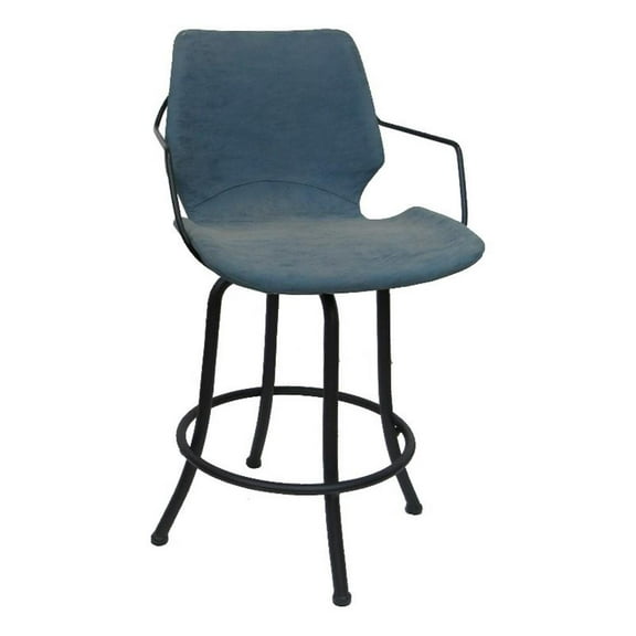 Swivel Extra Tall Metal Bar Stool 34" - Asheville - Blue Vinyl - Black Frame