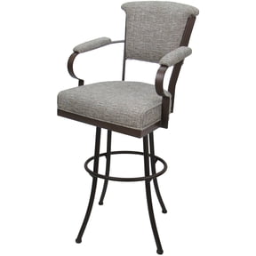 Swivel Extra Tall Metal Bar Stool 34" Seat -Miami- Jetty June Tan Fabric - Brown