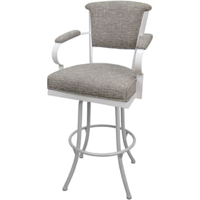 Swivel Extra Tall Metal Bar Stool 34" Seat -Miami- Jetty June Tan Fabric - White