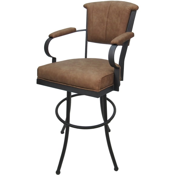 Swivel Extra Tall Metal Bar Stool 34" - Miami - Pecan Brown Vinyl - Gray