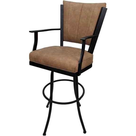 Swivel Extra Tall Metal Bar Stool 34" - Montana - Pecan Brown Vinyl - Black