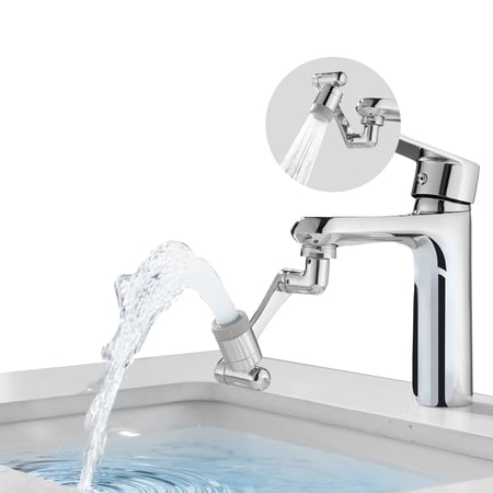 Swivel Faucet Aerator Dual Sprayer - Bathroom Kitchen Sink Faucet Extender Rotable, Universal Faucet Attachment