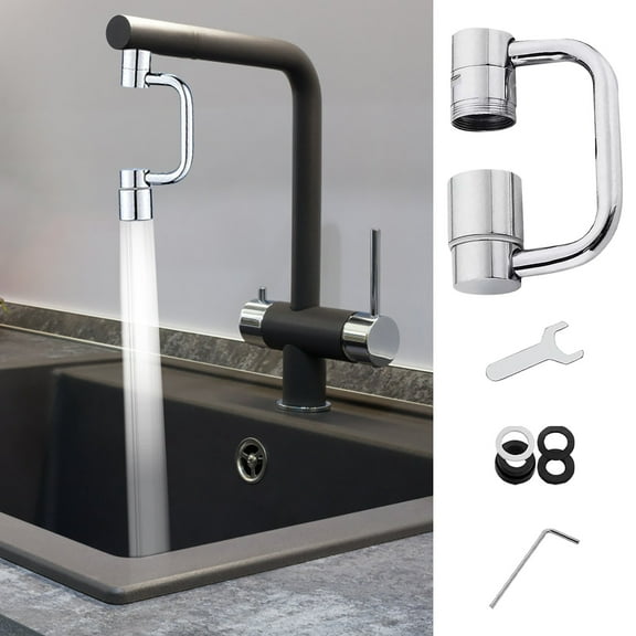 Swivel Faucet Aerator with 2 Modes, Rotating Sink Faucet Extender Attachment, Chrome Bathroom Kitchen Faucet Sprayer Universal Aerator