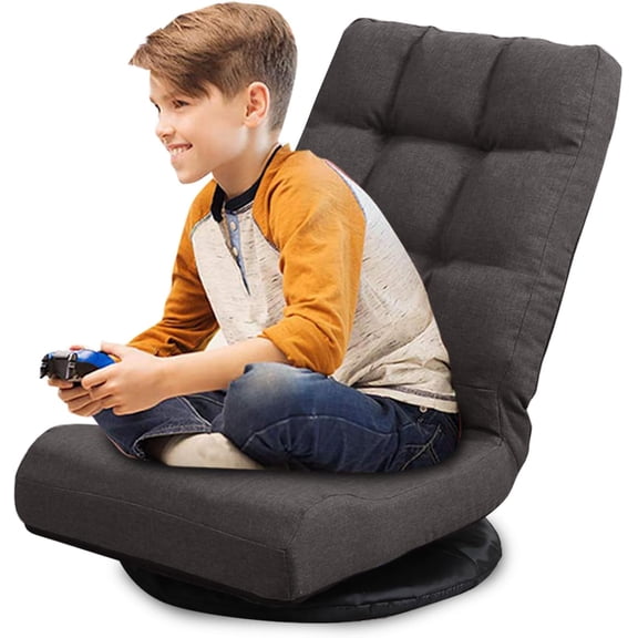 Swivel Floor Chair for Adults with Back Support Adjustable Floor Gaming Chair for TV, Reading, Playing Video Games,Floor Lounge Chair with Lumbar Support, Folding Design 8858Z(Brown)
