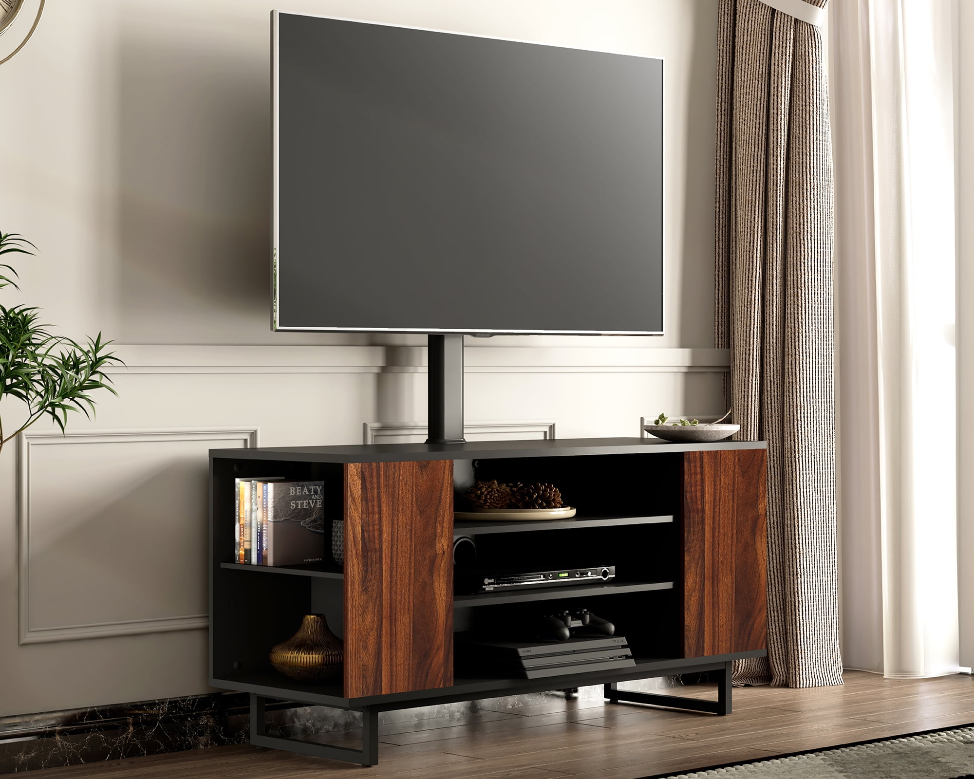 テレビ台 wmwws Wooden Storage Shelf Swivel TV Stand VESA 600x400 - Walmart.com