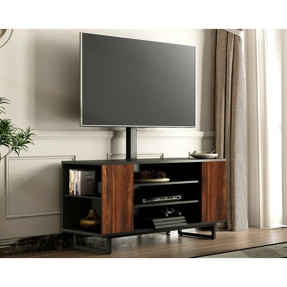 Swivel Floor TV Stand/Base Height Adjustable 3-in-1 with Tempered Glass & Cable Management Base Entertainment Stand for 32 to 70 inch Plasma LCD LED Flat TVs Vesa 600 x 400 mm