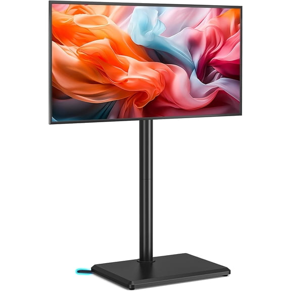 Swivel Floor TV Stand with Mount for 32-65 inch TVs up to 88 lbs, Height Adjustable Tall TV Stand with Wood Base, Saving Space Design for Bedroom, Living Room and Corner, Max VESA 400x400mm
