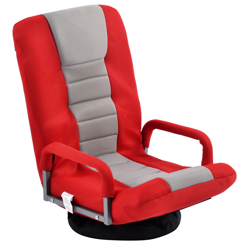 Angeline Modern Game Chair Swivel, Adjustable Back Angle, Seat Height and Armrest Big Headrest, 360° Rotation for Game Room Red by Loungie