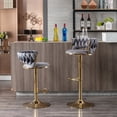 thumbnail image 1 of Swivel Height Adjustable Bar Stools Set of 2, Simple Velvet Bar Stools with Low Back and Gold Base, Counter Height Bar Chairs Luxury Gold Bar Stools for Kitchen Island, Pub and Dining Room, Gray, 1 of 7