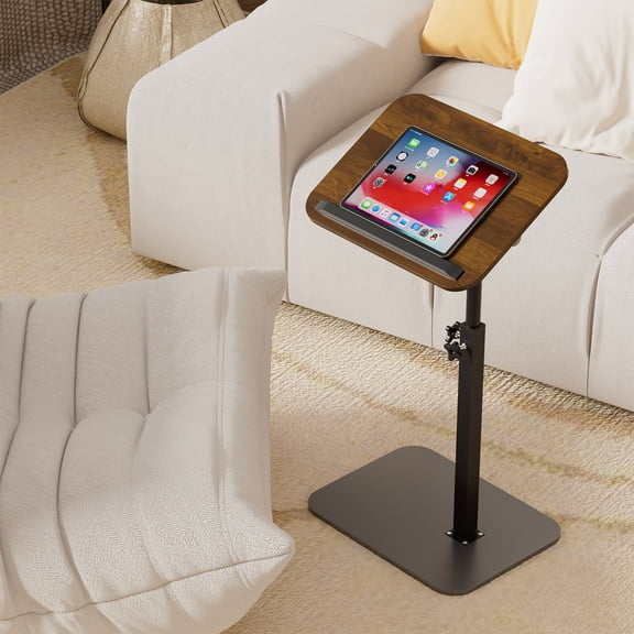 Swivel Height Adjustable Sofa Tray - Heavy Metal Base for Eating & Snacks