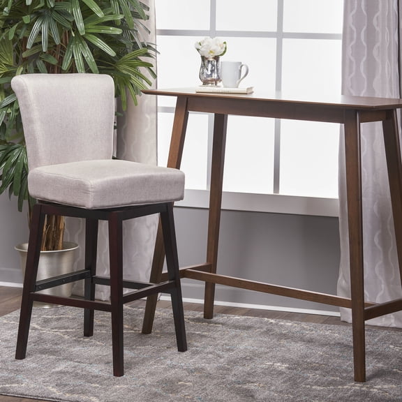 Swivel Height Bar Stool | Fits Bedroom, Kitchen Island | Wood Frame with Luxury Fabric | Allows Free Movement in Seated Position