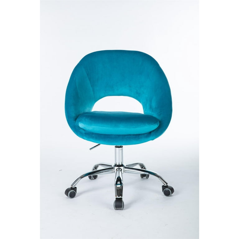 Swivel Home Office Chair Desk Chair Mid Back Adjustable Swivel Vanity Chair Blue