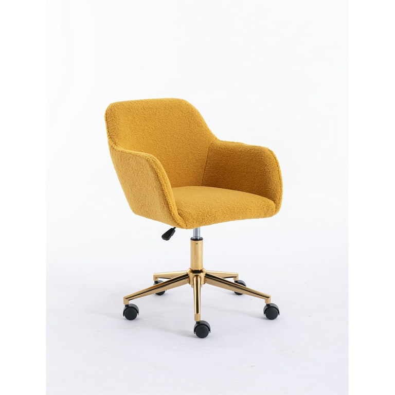 Swivel Home Office Chair, Modern Teddy Fabric Adjustable Height