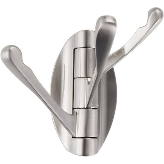 Swivel Hook Folding Swing Arm Triple Coat Hook with Multi Three Foldable Arms Shower Bath Towel Clothes Hanger Holder for Bathroom Kitchen Garage RV Wall Mount Brushed Nickel
