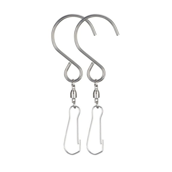 Swivel Hooks Clips for Hanging Wind Spinners Crystal Twisters, Smooth Spinning Swivel Clips, Hanging Hooks for Wind Chime Mobile Spinner, Rotating Display S Hooks, 2 Pcs, 1.1x3.54"