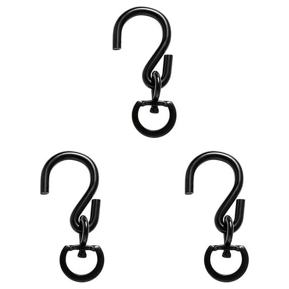 Swivel Hooks for Hanging Plant, Heavy Duty Dual 360° Swivels Rotating Hook for Hanging Flower Basket, Bird Feeders, Wind Chimes, Outdoor Decor, S-Shaped - Sturdy & Durable,Black-3pcs