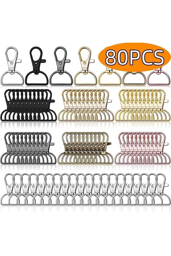 Swivel Hooks Swivel Clasp Key Chain Clip Hooks for Keychain Lanyard Making Purse Hardware DIY Craft 80 Pcs
