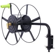 , Swivel Hose Reel Wall Mount - 180 Degree Pivot Hose Hanger - Great for Garden Storage - Hose Holder Wall Mount for Garden Hose - Heavy Duty Steel Hose Hanger for Hose Reels, Black ,Steel ,