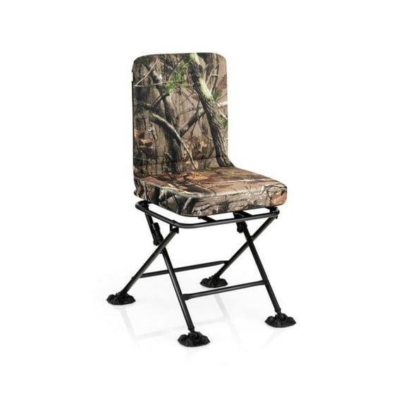 Swivel Hunting Chair with Backrest, 360° Silent Swivel Folding Chair with Padded Cushion, All-Terrain Duck Foot Pads for Outdoor Camping Fishing