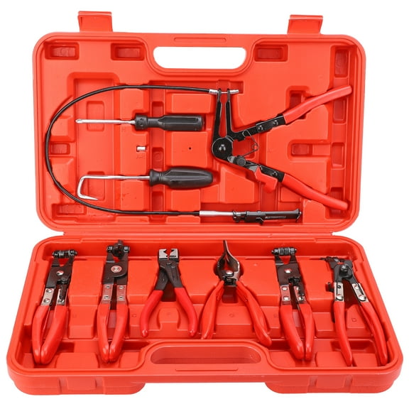 Swivel Jaw Tool Set 9pcs Flexible Hose Clamp Clip Plier Set Swivel Jaw Flat Angled Band Automotive Tools
