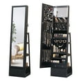 thumbnail image 1 of Swivel Jewelry Cabinet with Lights,Touch Screen Vanity Mirror Standing Mirror Jewelry Armoire with Full Length Mirror and Organized Storage Black, 1 of 7