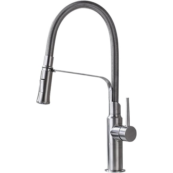 Swivel Kitchen Faucet with Pull Down Sprayer Stretchable Spring Deck Mounted Kitchen Sink Faucet High Arc Single Handle Kitchen Tap