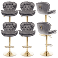 thumbnail image 1 of Swivel Kitchen High Bar Chairs with Golden Base Velvet Bar Stool Chair Height Adjustable Counter Chair with Back Swivel Barstool with Footrest for Kitchen Dining Room (Set of 6), 1 of 9