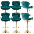 thumbnail image 1 of Swivel Kitchen High Bar Chairs with Golden Base Velvet Bar Stool Chair Height Adjustable Counter Chair with Back Swivel Barstool with Footrest for Kitchen Dining Room (Set of 6), 1 of 9