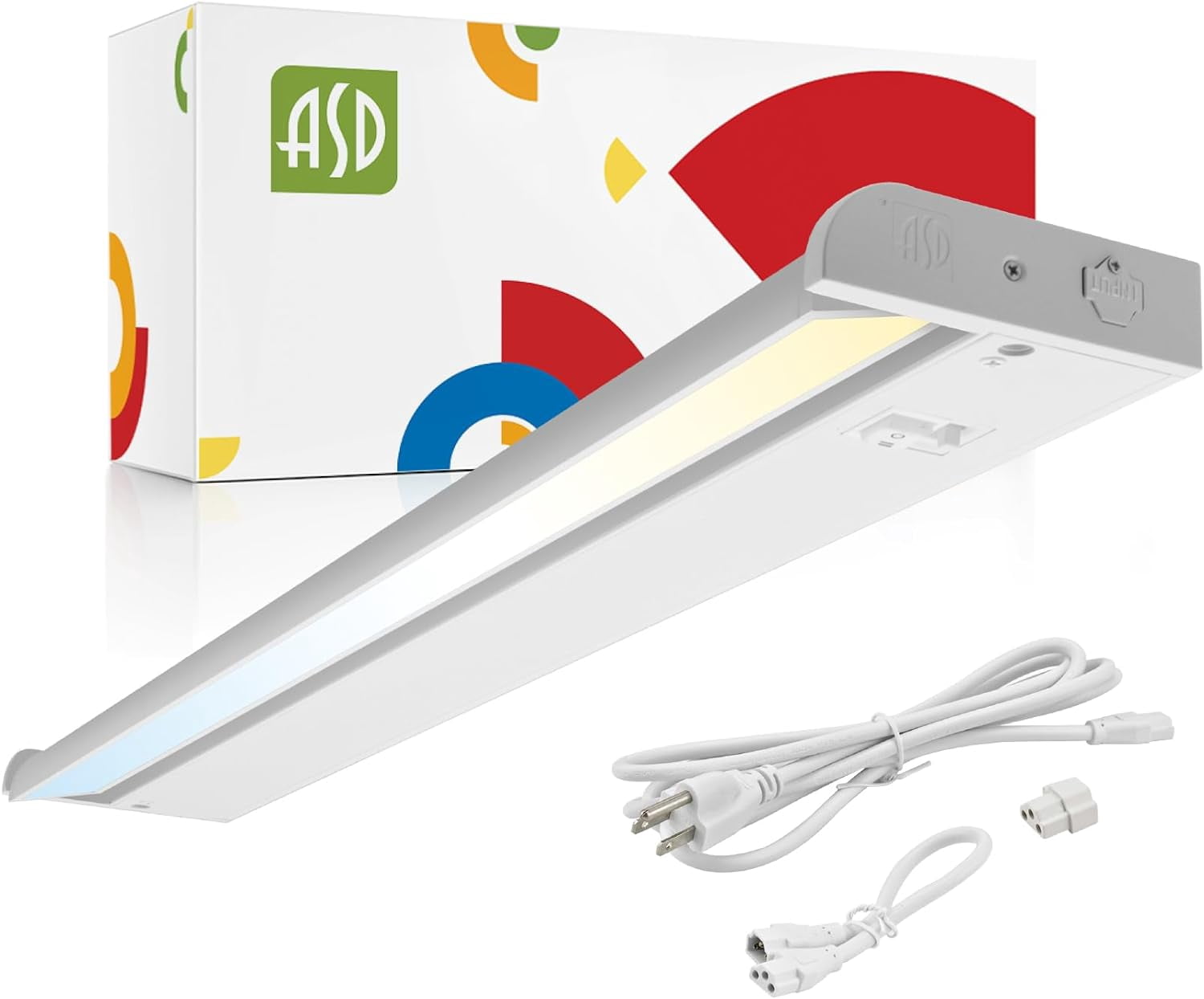 Swivel LED Under Cabinet Lighting Plug in or Hardwired 24 Inch, Dimmable Under Cabinet Lights with High/Low/Off Switch, 3CCT 2700K-4000K, Linkable Under Counter Lights for Kitchen, White, ETL