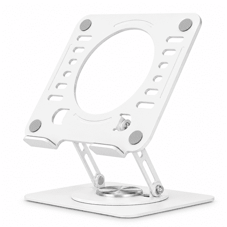 Adjustable Swivel Laptop Stand for Desk, 360° Height & Tilt, Vented Steel, Fits up to 16 Inch, White