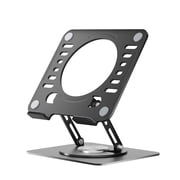 Swivel Laptop Stand for Desk – Adjustable Laptop Riser with 360° Rotation, Height & Tilt, Vented Metal Cooling Panel, Po