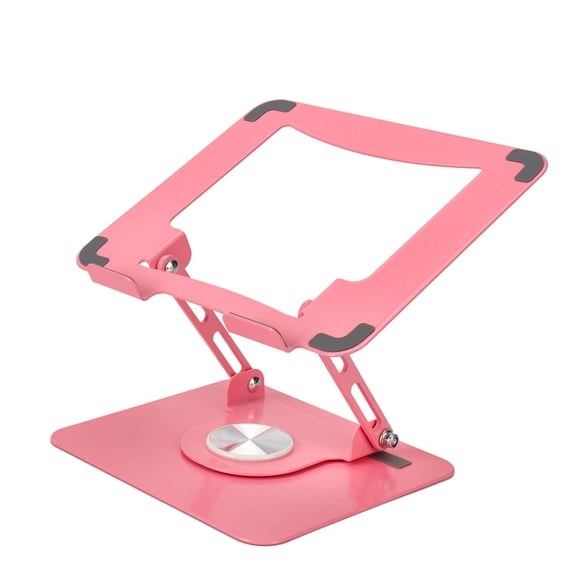 Swivel Laptop Stand for Desk – Adjustable Laptop Riser with 360° Rotation, Height & Tilt, Vented Metal Cooling Panel, Portable Folding Stand (RoseGold)