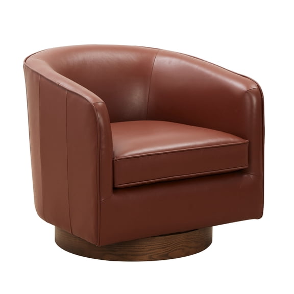 Swivel Leather Barrel Chair / TV Watching Area / Comfortable Seating Experience