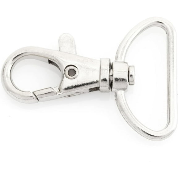 Swivel Lobster Claw Clasps Classic Trigger Snap Hooks CS10 Purse Landyard Clip 5/8" 3/4" 1" Pack of 10 (1 Inch, Silver)