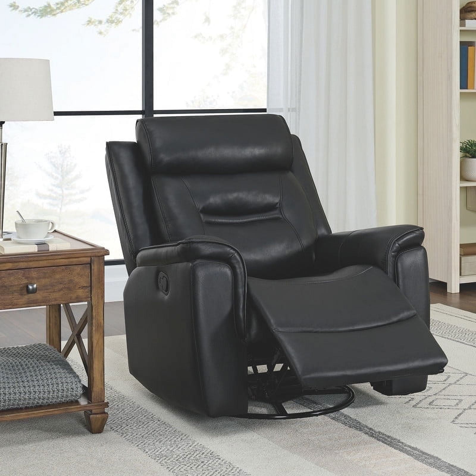CHITA Recliner Chair for Adults Swivel Rocker Recliner with Adjustable Headrest for Living Room Faux Leather Home Theater Seating Black Walmart