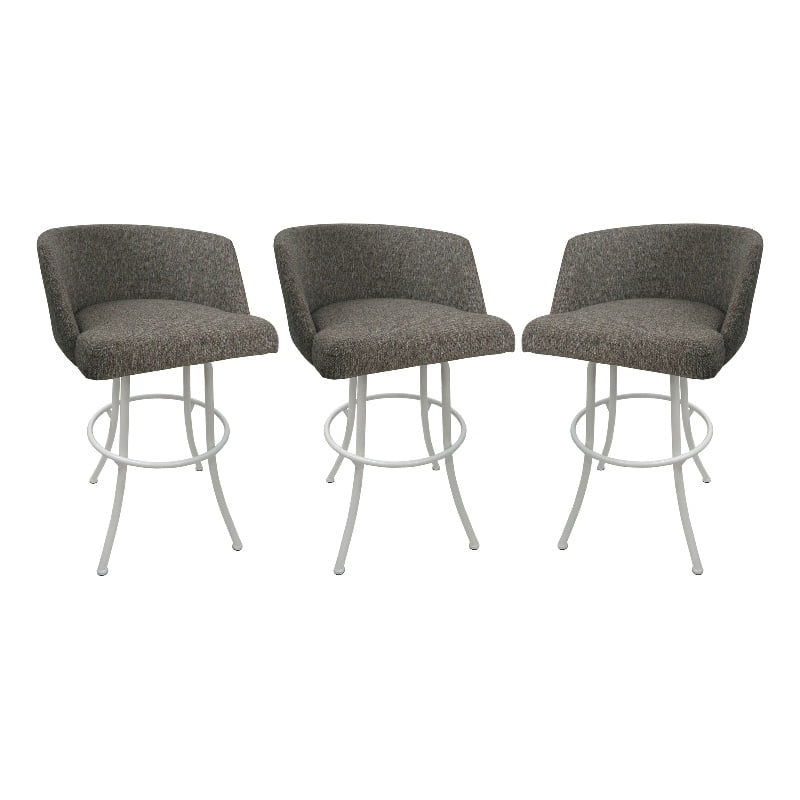Joey Swivel Bar Stool 30" Mojave Gray Upholstery & White Frame