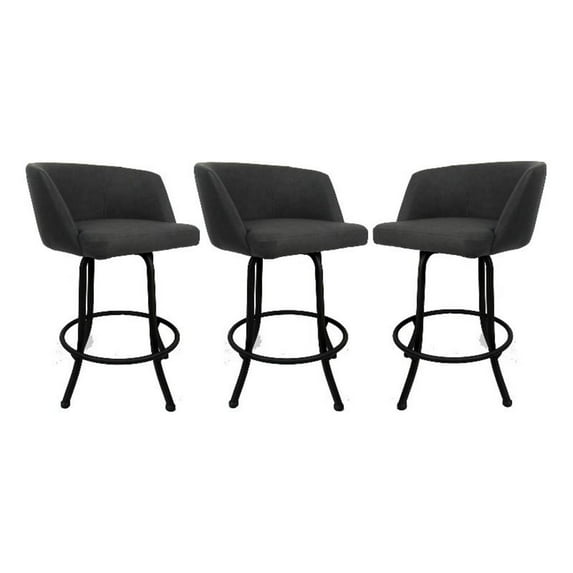 Swivel Metal Bar Stool 30" - Joey - Moonstone - Black