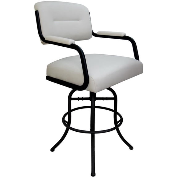 Swivel Metal Bar Stool 30" - M-110 - White Vinyl - Black Frame
