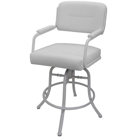 Swivel Metal Bar Stool 30" - M-110 - White Vinyl - White Frame